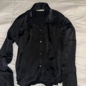 Black satin button down Abercrombie
